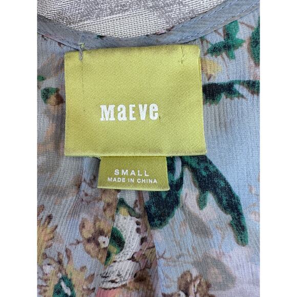 Maeve Anthropologie Magda Ruffle Floral Printed Sheer‎ Tunic Blouse Size Small - Picture 8 of 8